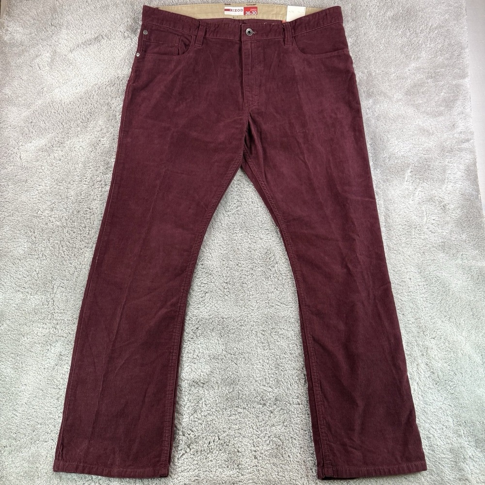 Izod Corduroy Pants Men's 36x30* Burgundy Straight Fit Cotton 5 Pocket - NWT